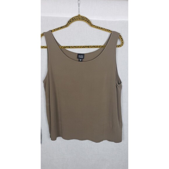 Eileen Fisher Tank Tops XL 100% Silk Lot of 2 Black Tan Casual Quiet Luxury Work - Picture 4 of 14